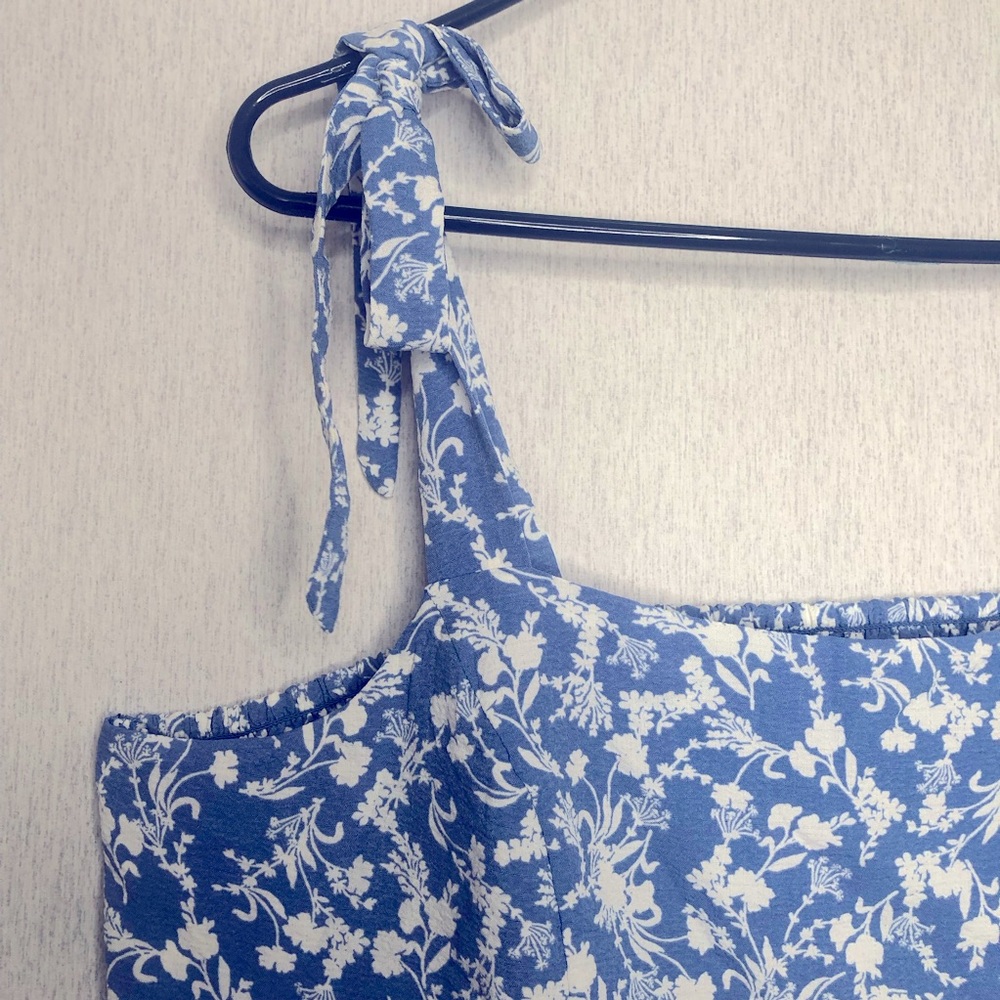 NEW Old Navy Women's Fitted Tie Shoulder Cropped Dobby Corset Cami Top Blue XL - Picture 2 of 11